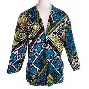 Chicos Womens Jacket Blazer Size 3 Large Mulitcolor Abstract Print Lightweight